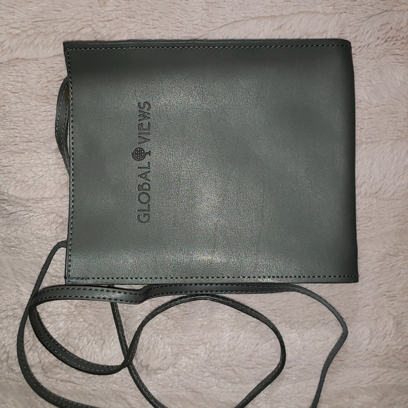 Grey Vegan Leather Simple Crossbody Bag- Global Views - Picture 1 of 6